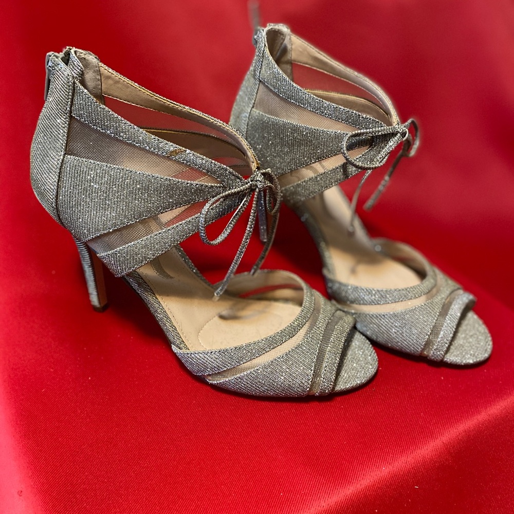 Elegant Nina Silver-Gold High Heel Fairytale Formal Heels 37.5/7.5